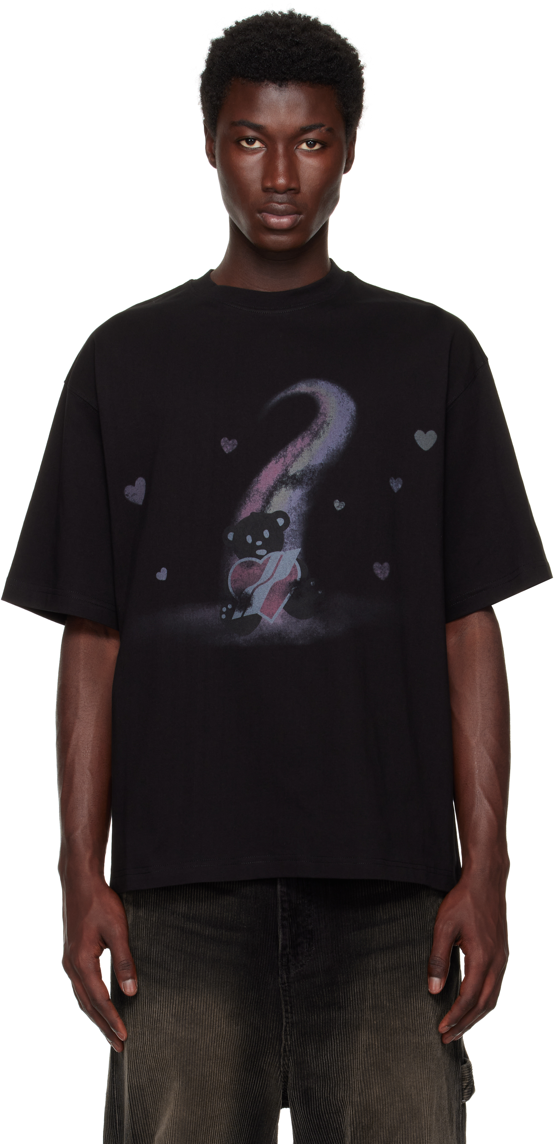 【関税込み】We11done ブラック Teddy Bear プリントTシャツ