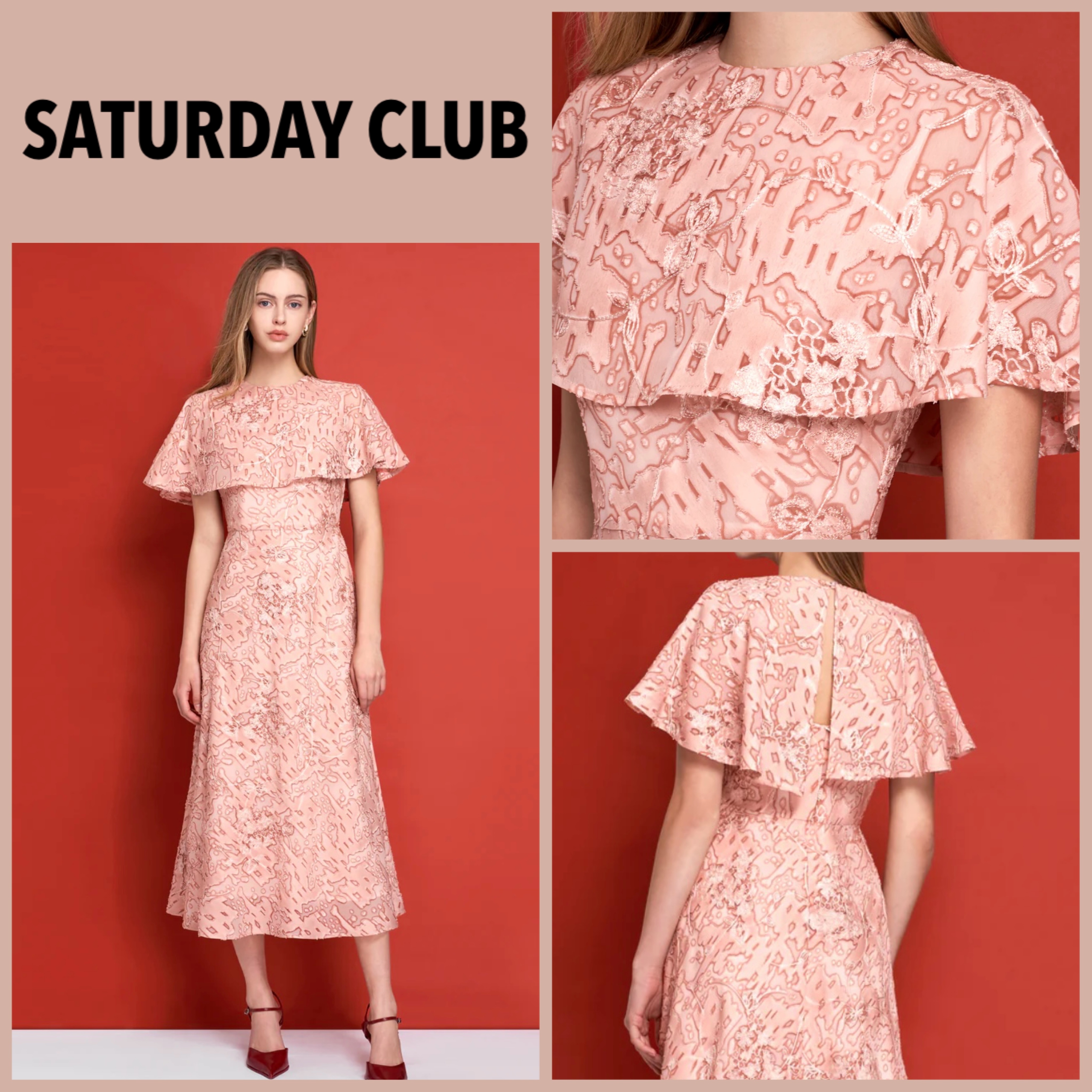 【SATURDAY CLUB】ケープカラージャガードワンピース
