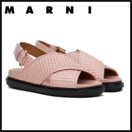 【夏季シーズン】《MARNI》ジャカードサンダル ピンク【直営店】
