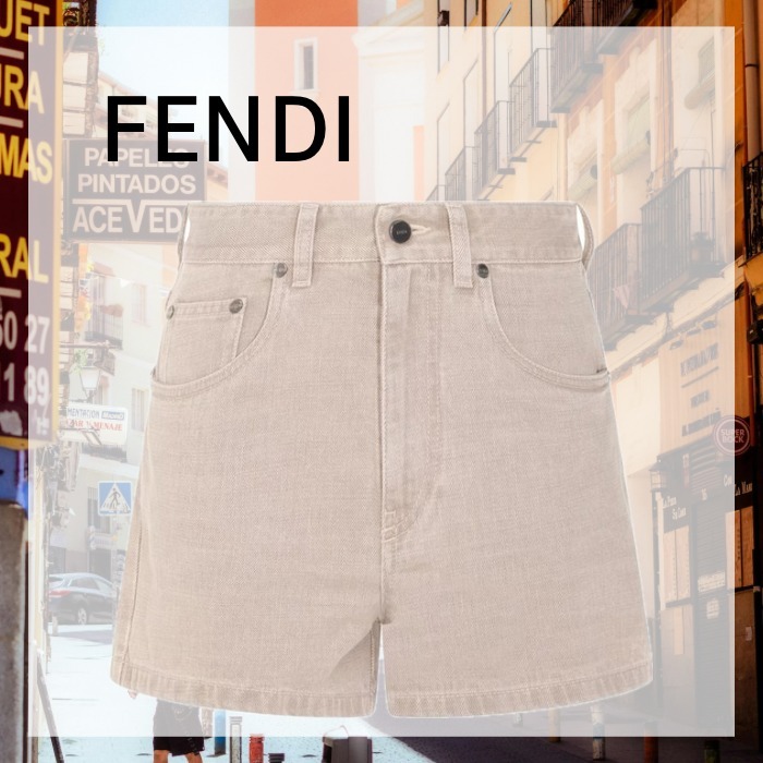 ショートパンツ FENDI BEIGE COTTON SHORTS
