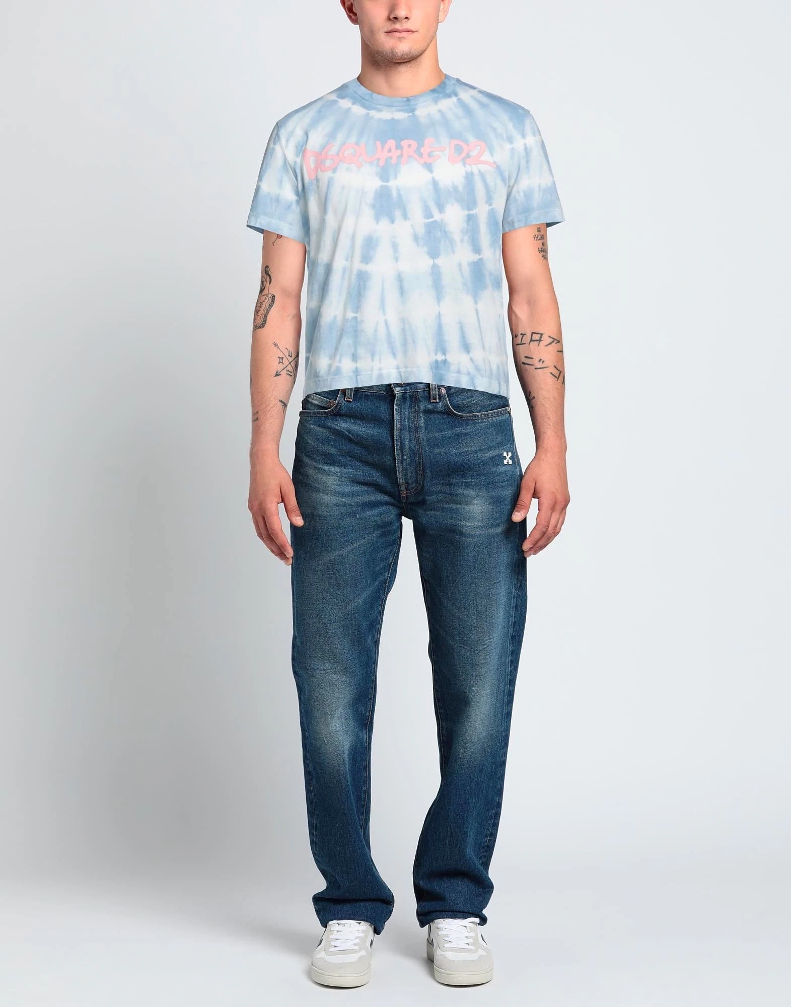 《セール》【DSQUARED2】ロゴ入りタイダイTシャツ（ブルー）