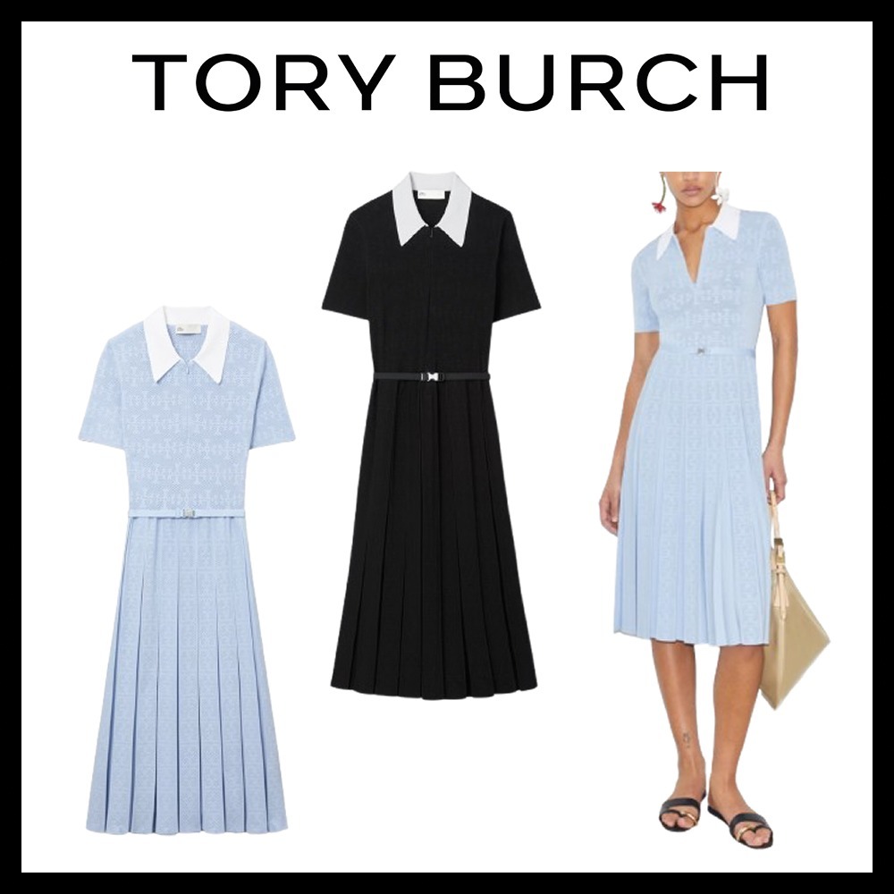 【Tory Burch】T Monogram Pointelle Pleated Dress◆国内発送◆