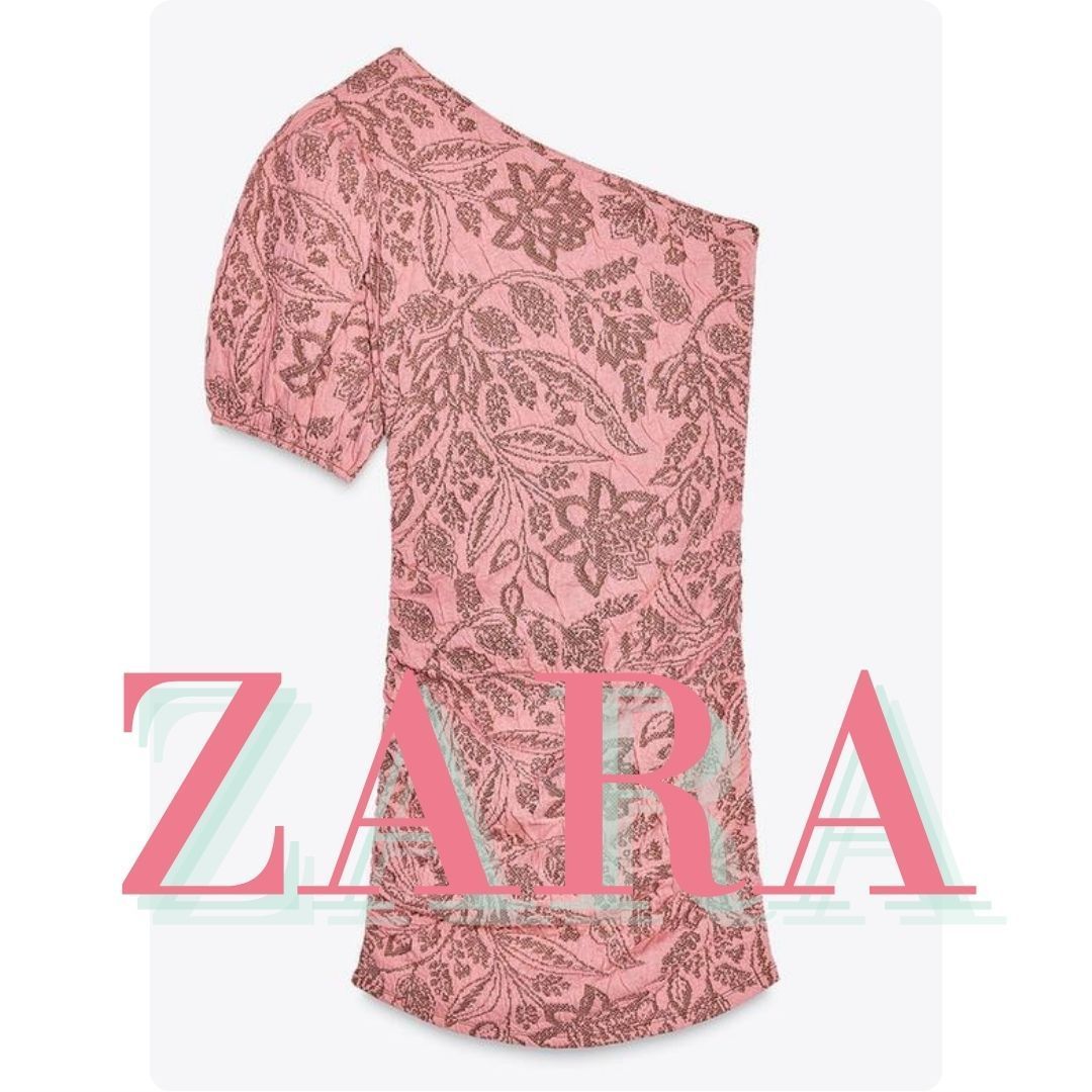 ZARA アシンメトリージャカードワンピース 4770/160