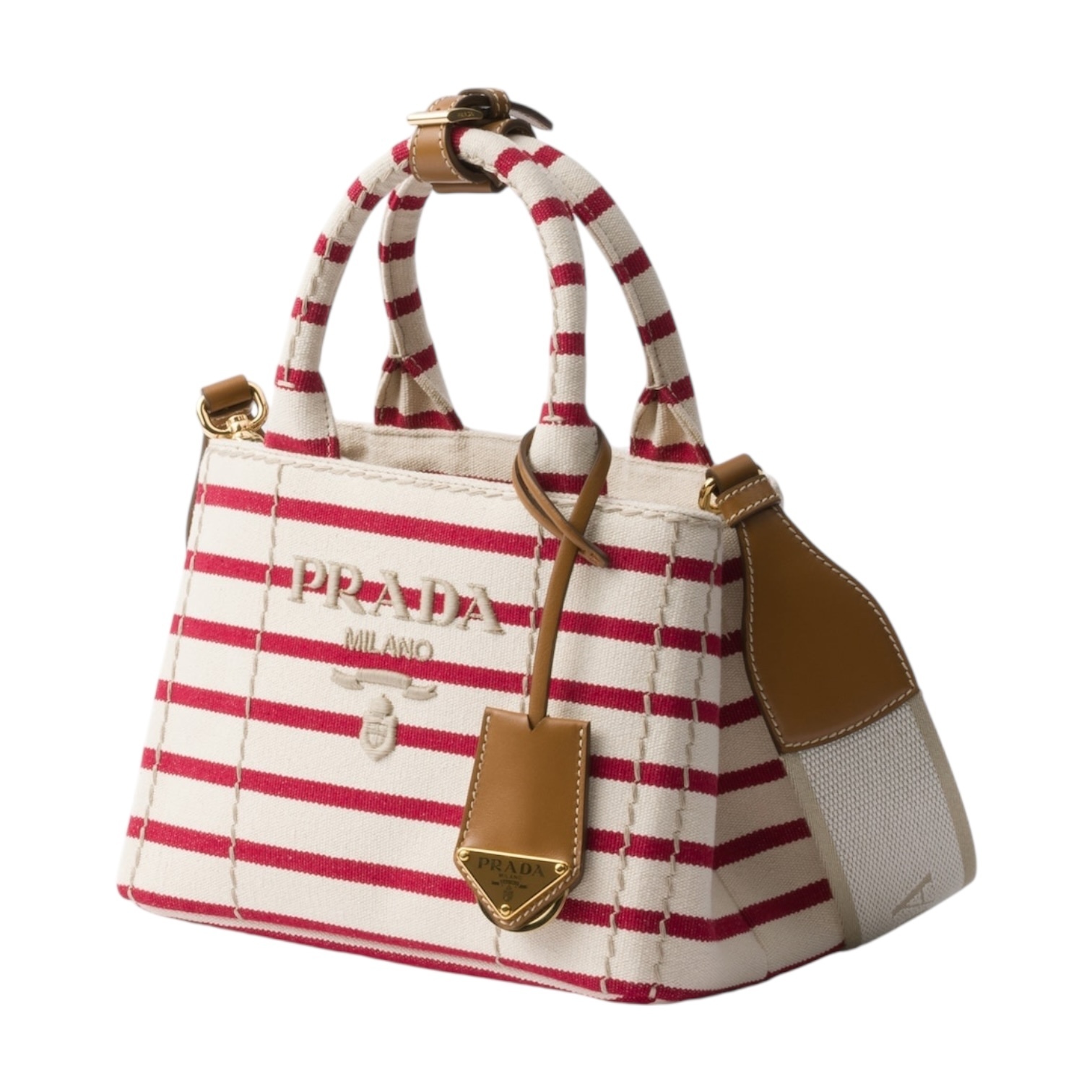 PRADA プラダ ストライプ コットンキャンバス ミニバッグ 1BA038
