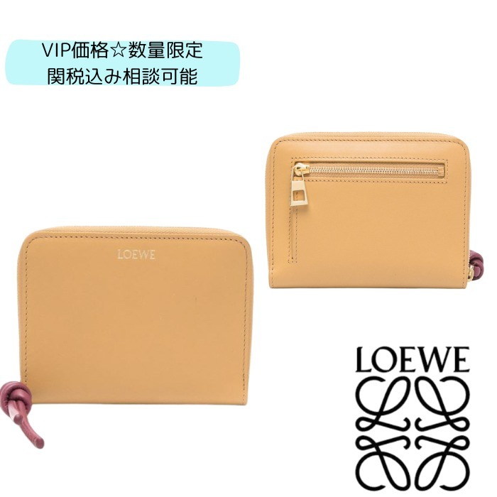 VIP価格☆ロエベ ノット レザーウォレット 二つ折り財布 ミニ