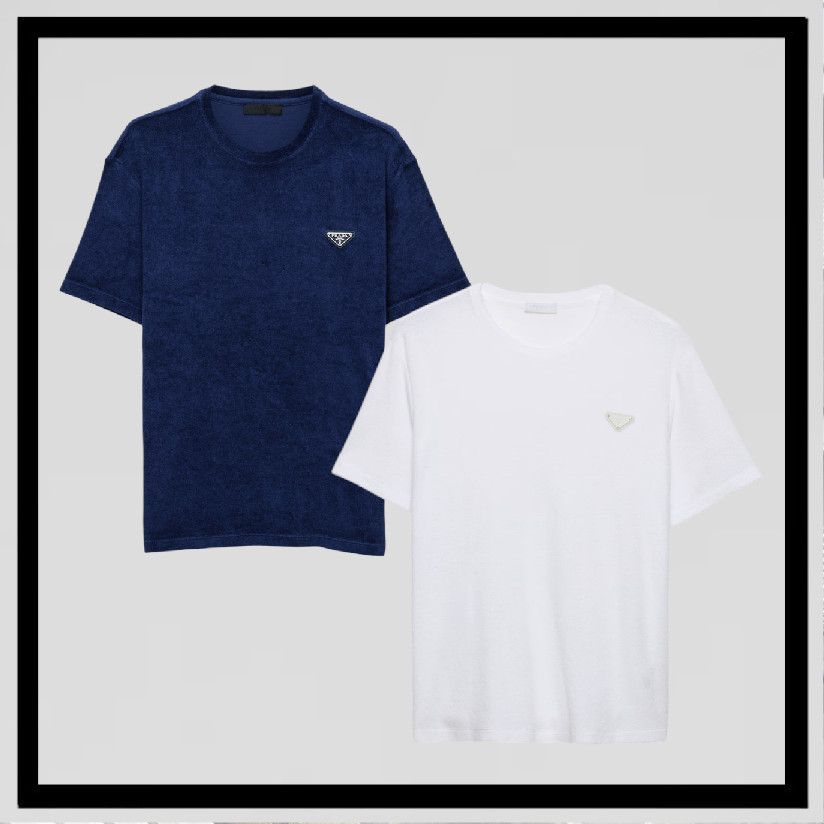 海外限定 シンプルな PRADA ◆ クルーネック コットン Tシャツ