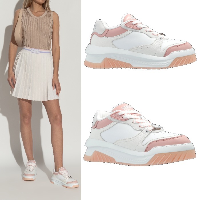 人気【VERSACE】WHITE AND PINK スニーカー