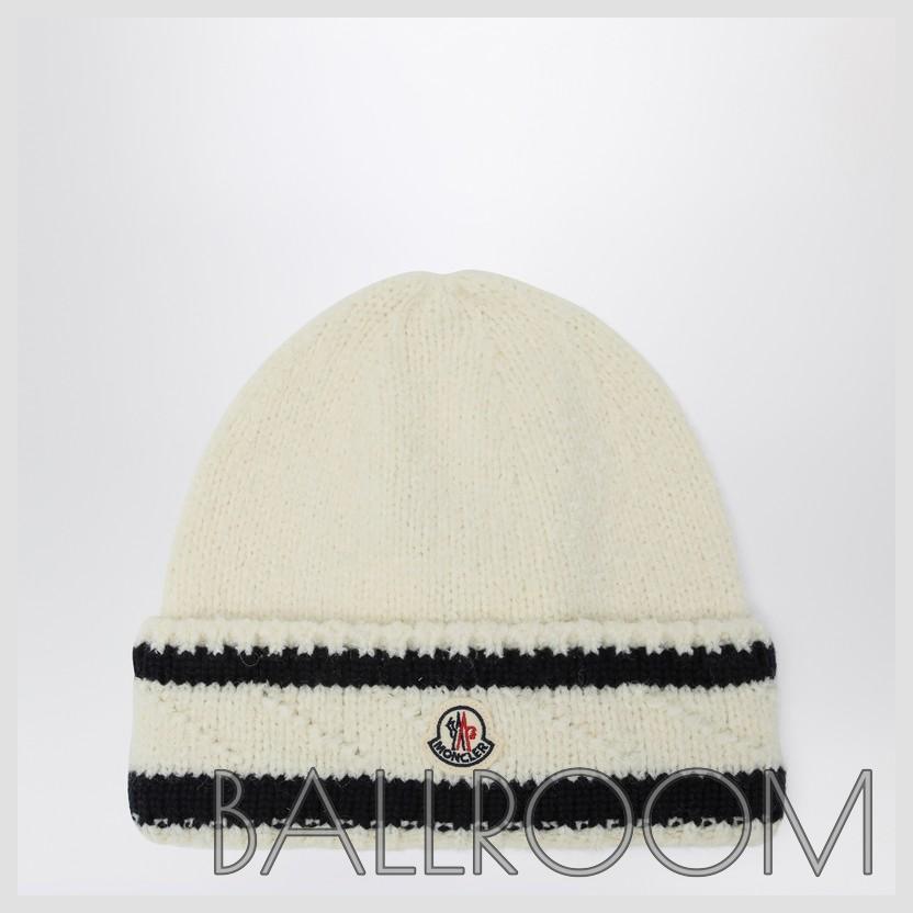 ハット MONCLER WHITE AND BLUE WOOL HAT