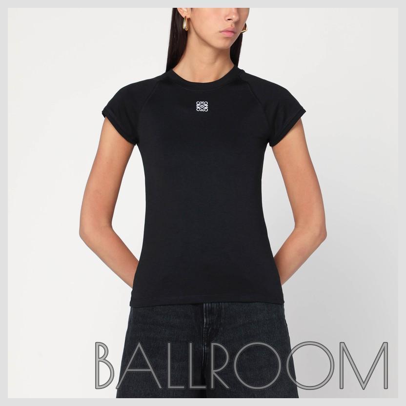 Tシャツ・カットソー LOEWE BLACK COTTON-BLEND T-SHIRT WITH ANAGRAM LOGO