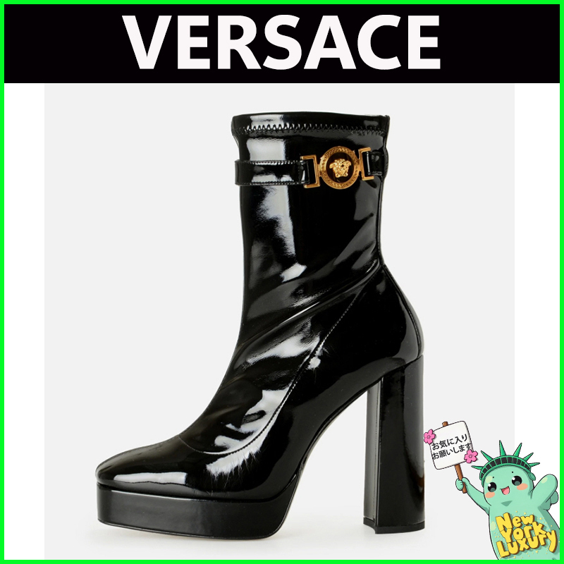 Versace★素敵！ブラックプラットフォームアンクルブーツ