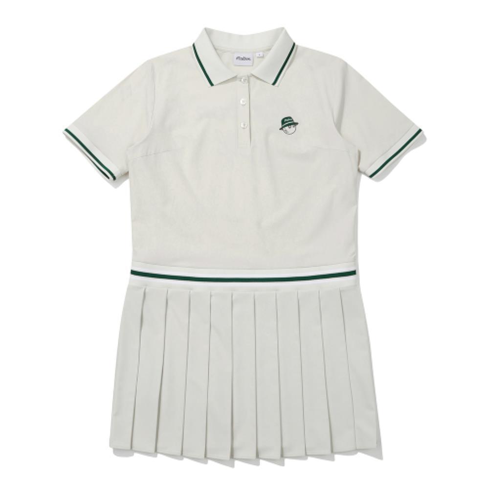 ワンピースその他 Malbon Golf Open collar pleated one-piece LIGHT BEIGE WOMAN