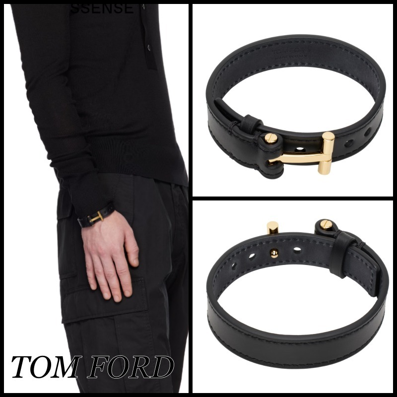 【関税込】TOM FORD トムフォード◆ロゴ レザー ブレスレット