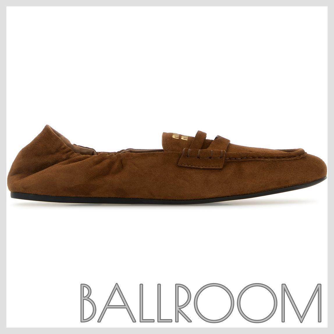 ローファー・オックスフォード MIUMIU BROWN SUEDE LEATHER LOAFERS