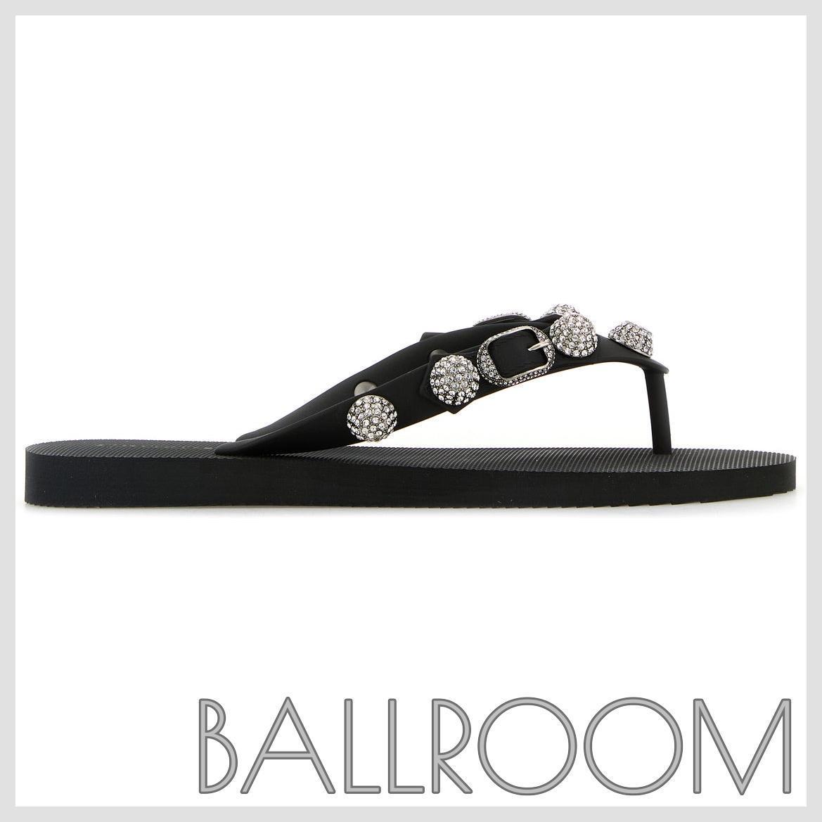 スリッポン BALENCIAGA BLACK RUBBER CAGOLE THONG SLIPPERS