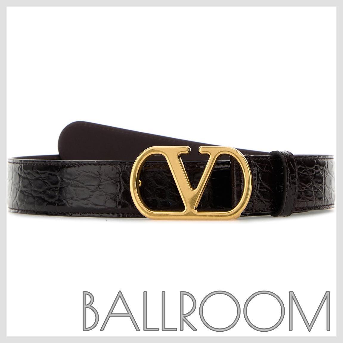 ベルト VALENTINO BROWN LEATHER VLOGO BELT