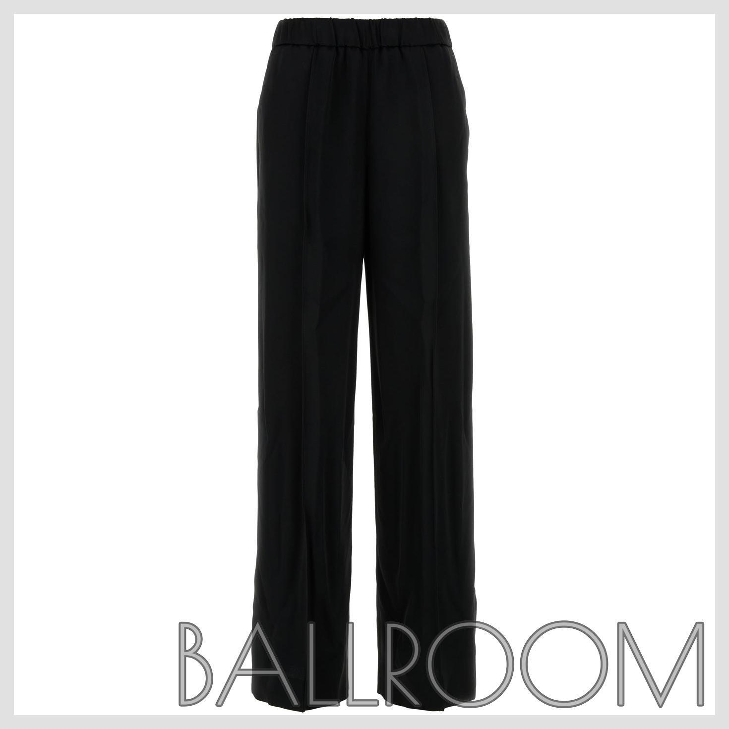 パンツ JIL SANDER BLACK SATIN WIDE-LEG PANT