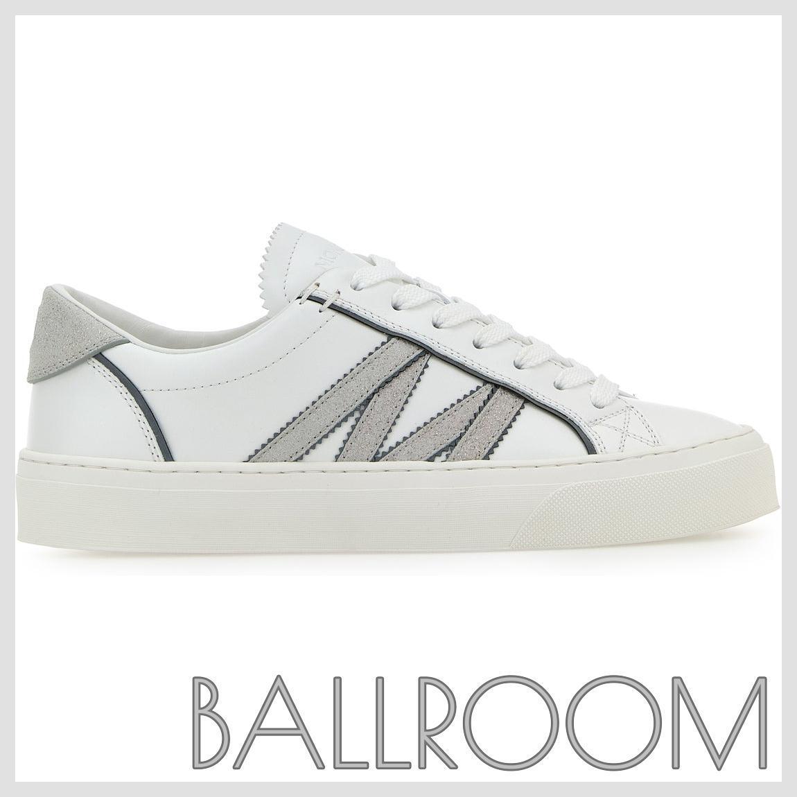 スニーカー MONCLER WHITE LEATHER MONACO2 SNEAKERS