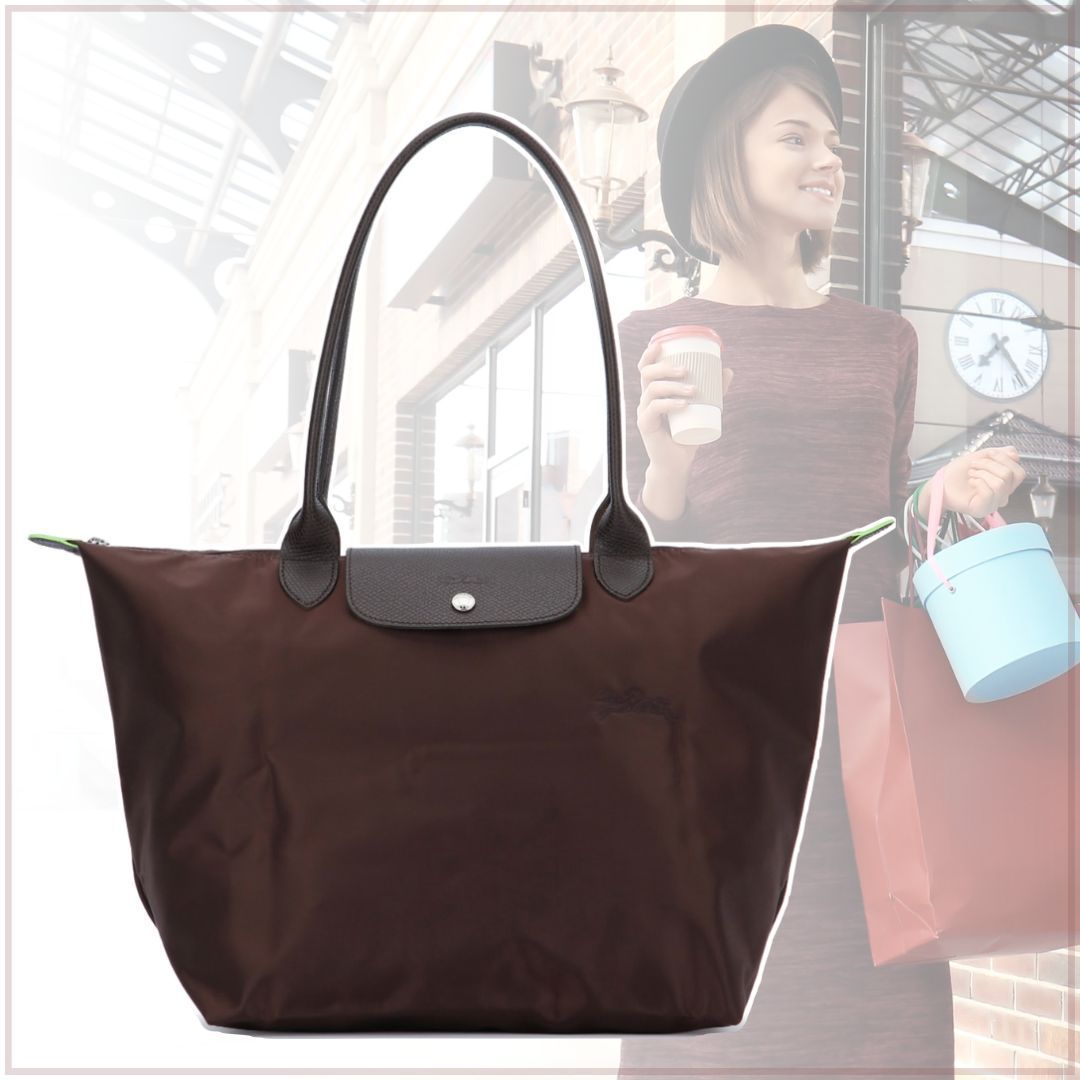 上品【LONGCHAMP】ル プリアージュ グリーン L ショルダーバッグ