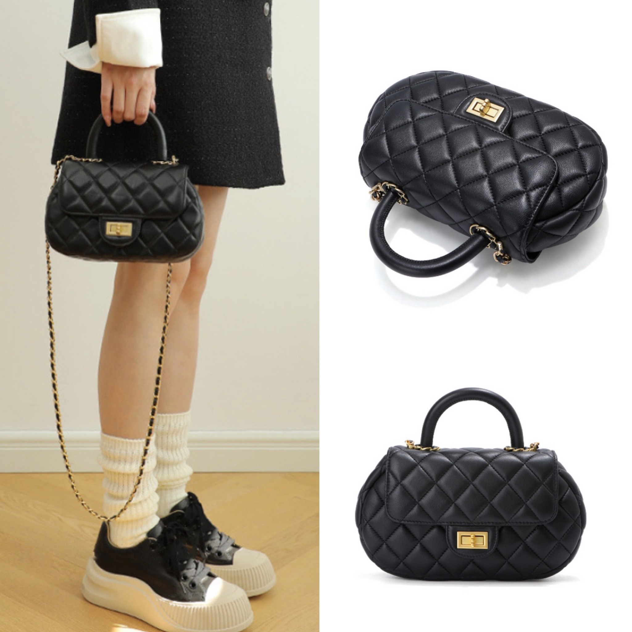 韓国デザイン 本革 レザーキルティングチェーンバッグ BAG 羊皮