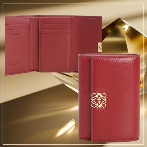 LOEWE◆アナグラム ウォレット レザー レッド