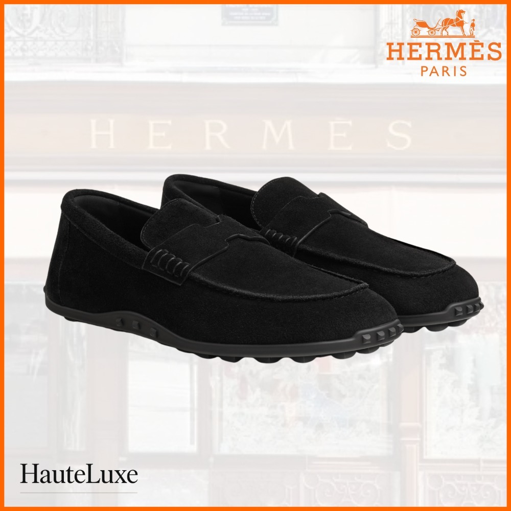 【HERMES】スエードカーフスキン Hカット Lazy モカシン ladies