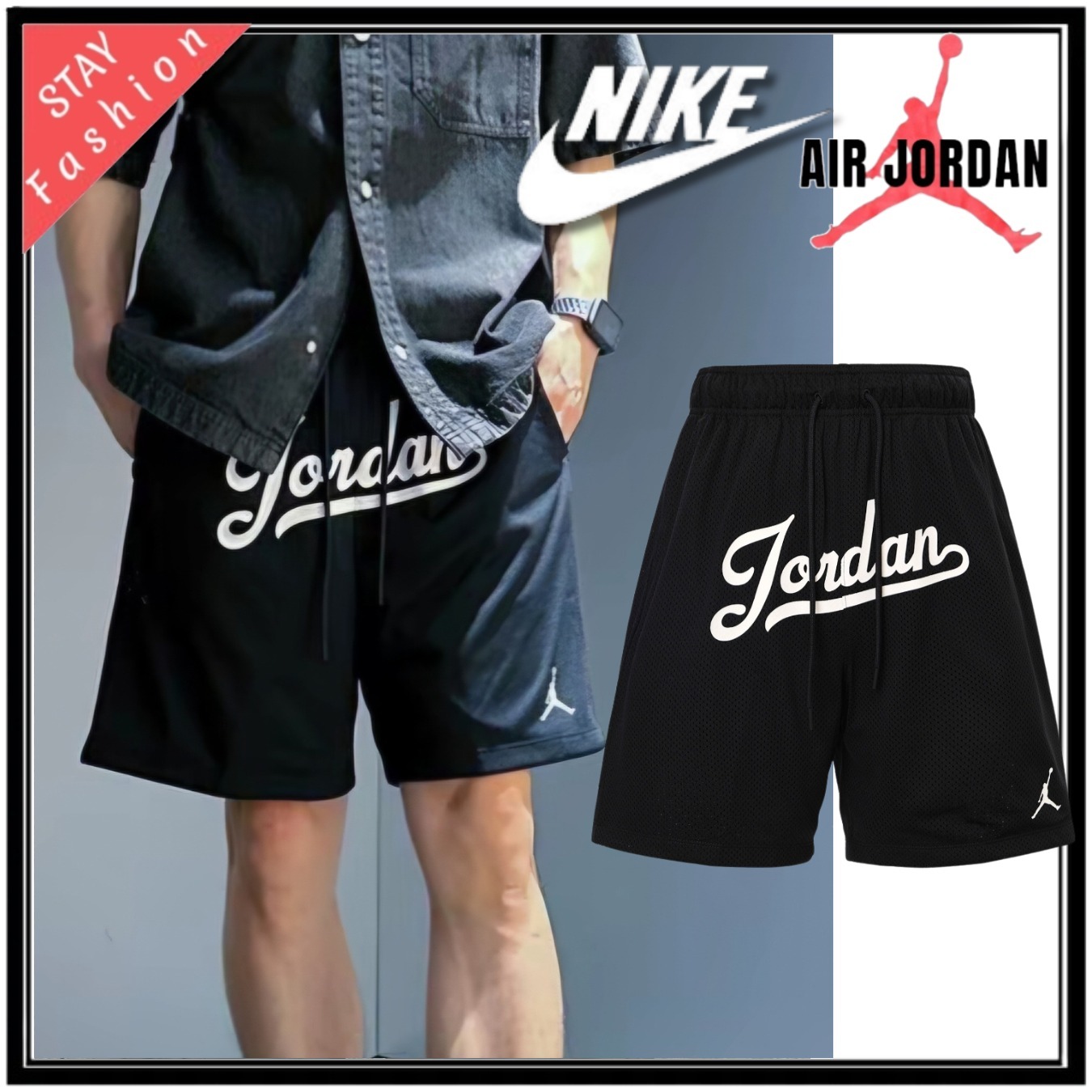 ★海外限定!オシャレNIKE JORDAN センターロゴハーフパンツ
