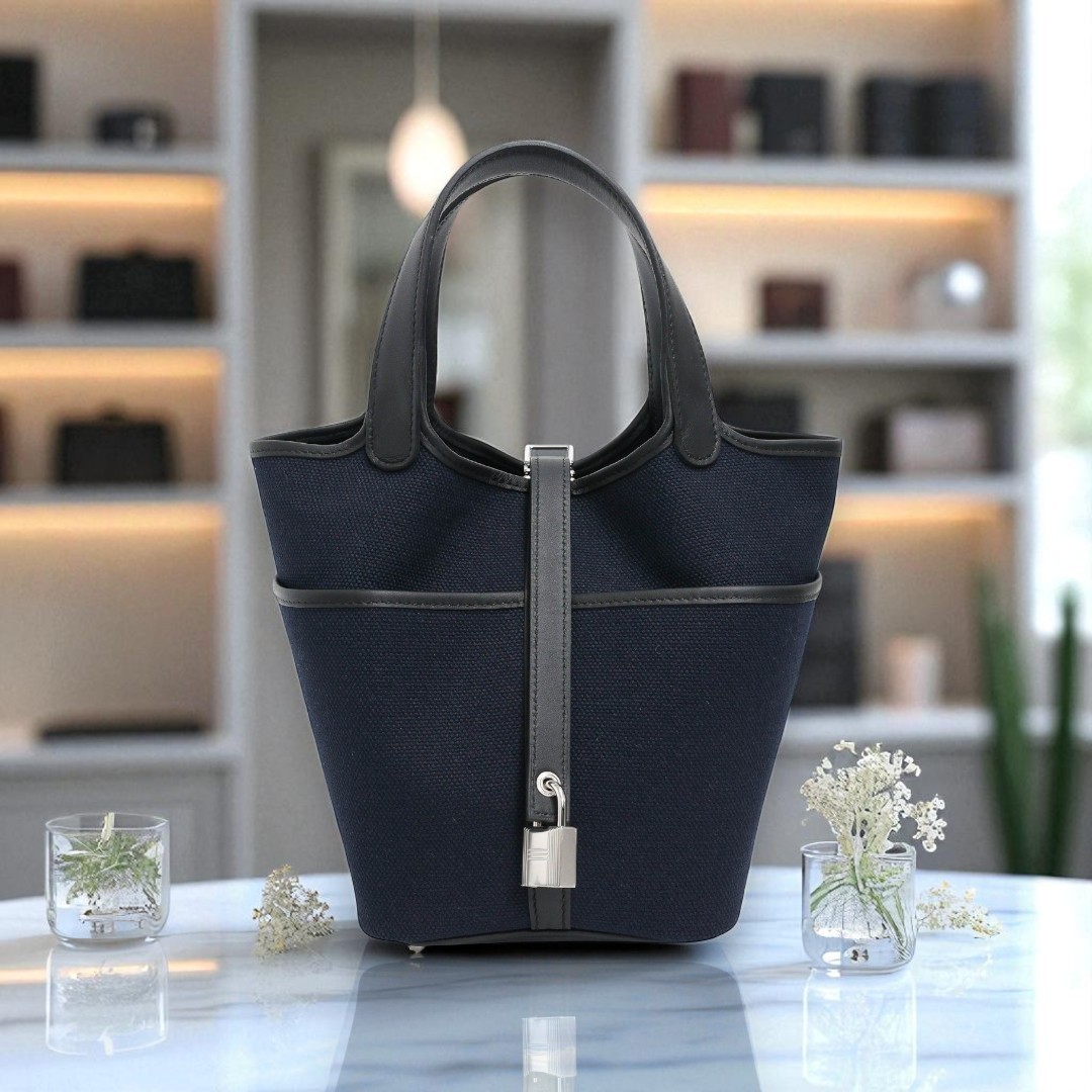 美品【HERMES】マリン ブラック PICOTIN LOCK 18 ハンドバッグ