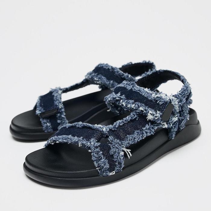 国内発送★ZARA★デニム*プラットフォームサンダル