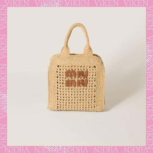 【MIU MIU】ラフィア効果ウーブン トートバッグ