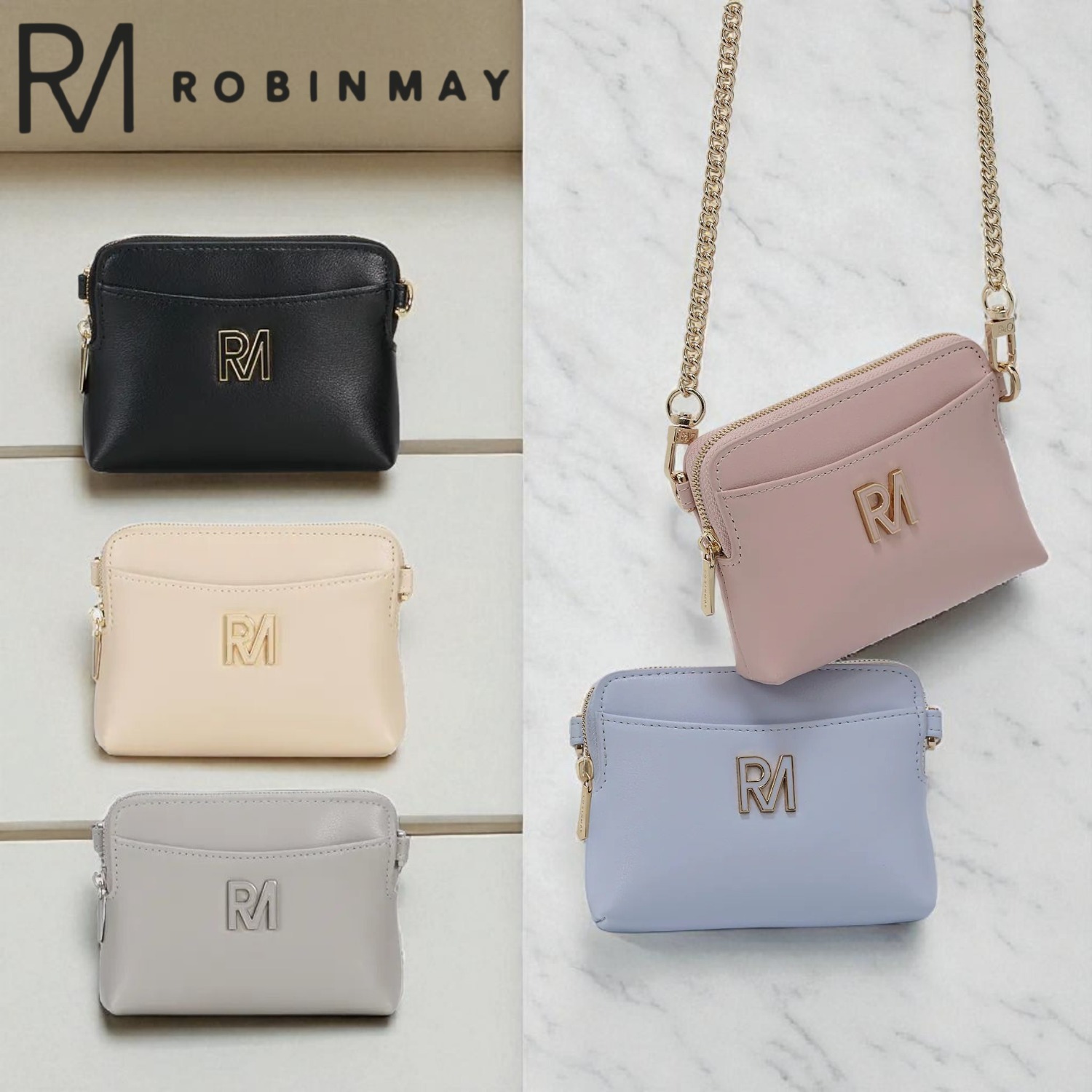 ROBINMAY レザー チェーン ショルダーバッグ 蔓莉真皮鐵錬方塊包