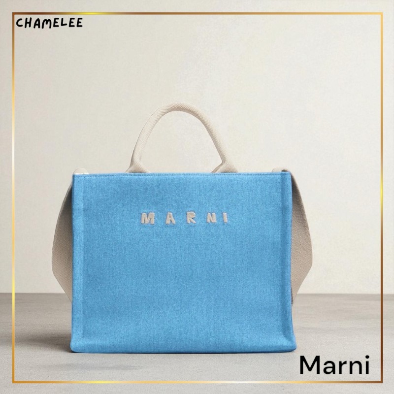 追跡便【MARNI】小さなオーガニックコットンデニムハンドバッグ