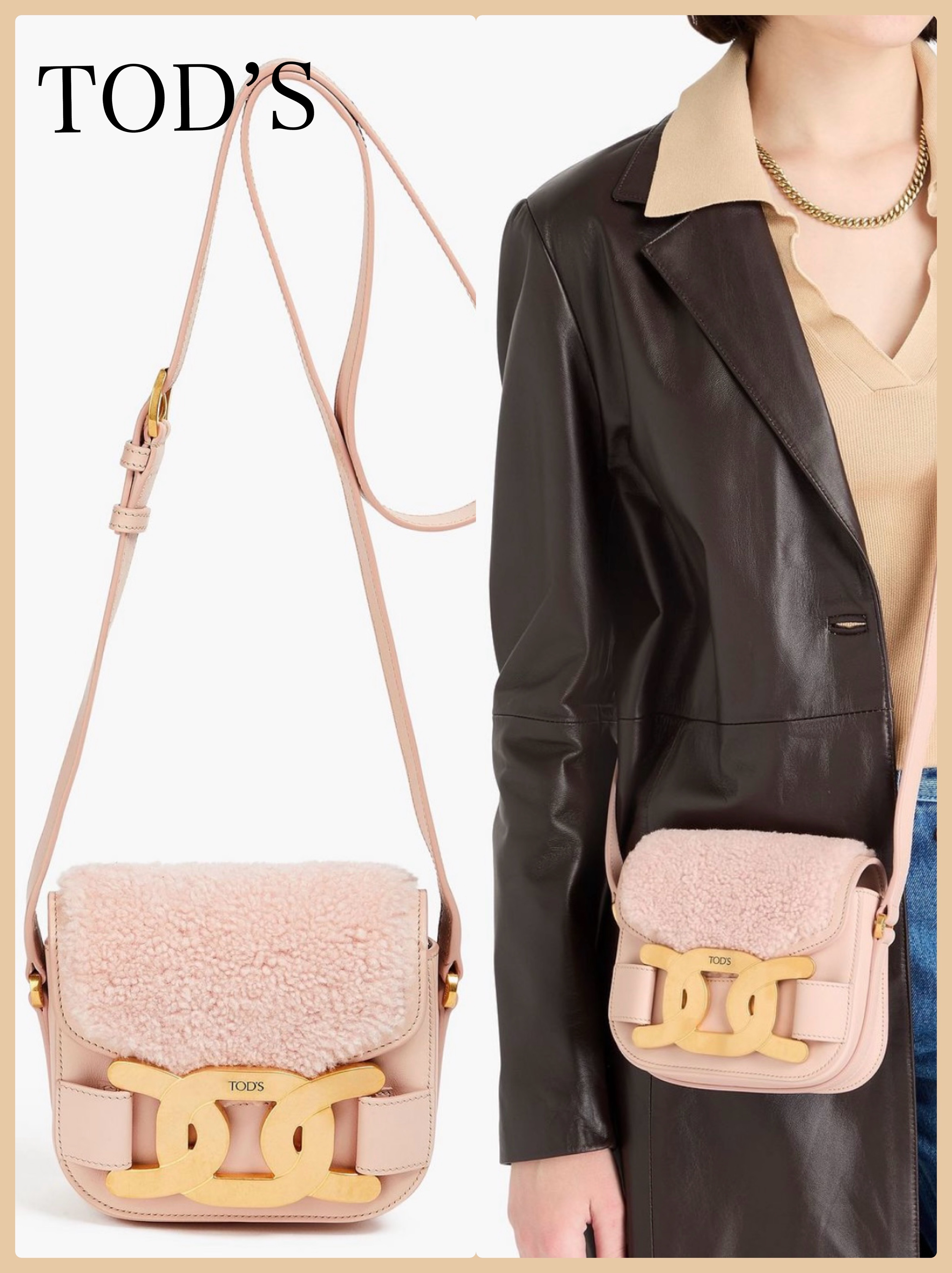 【TOD‘S】ムートン&レザーショルダーバッグバッグ