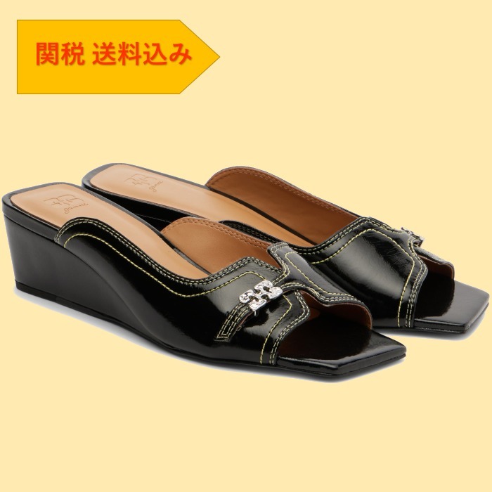 【Ganni】 Butterfly wedge mules