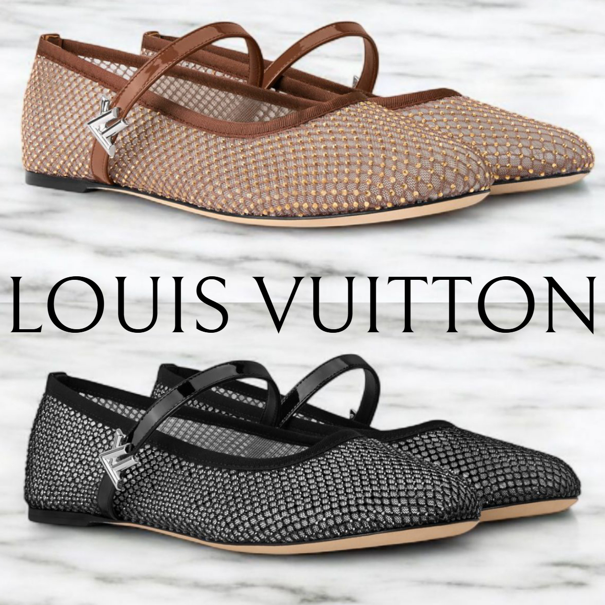 新作*LV* ロミーフラットバレリーナパンプス メッシュ生地
