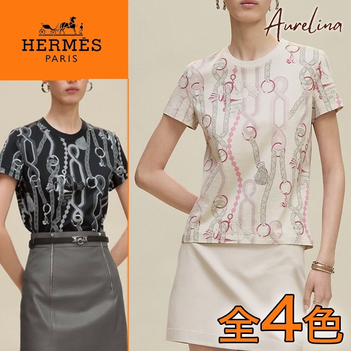 1枚で上品に映える☆【HERMES】Remix プリント Tシャツ 半袖
