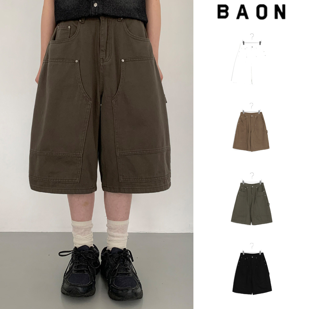 【BAON】[unisex] Accorri Carpenter Pintuck Bermuda Pants