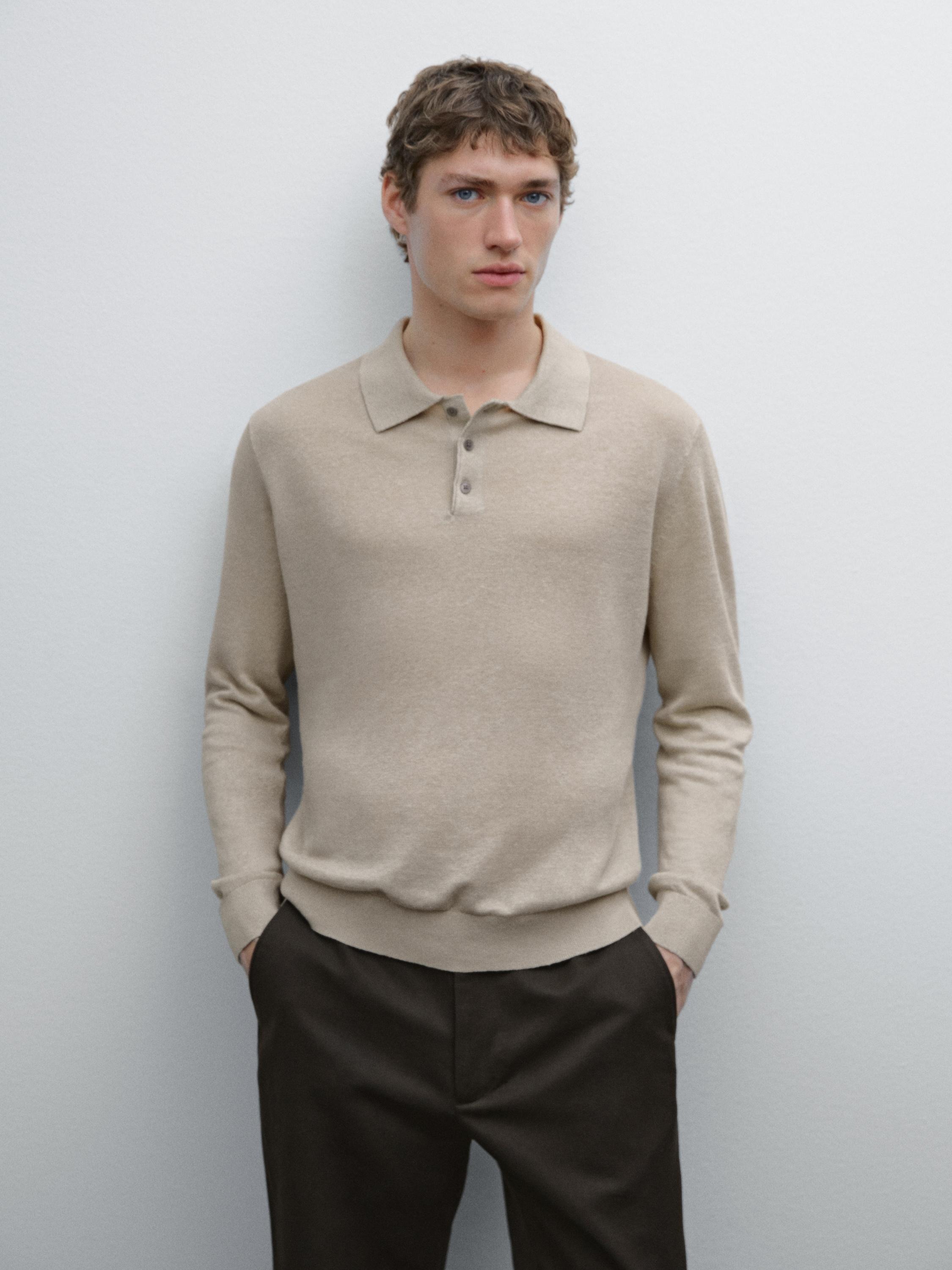 ★MASSIMO DUTTI★ リネンポロカラーニットセーター