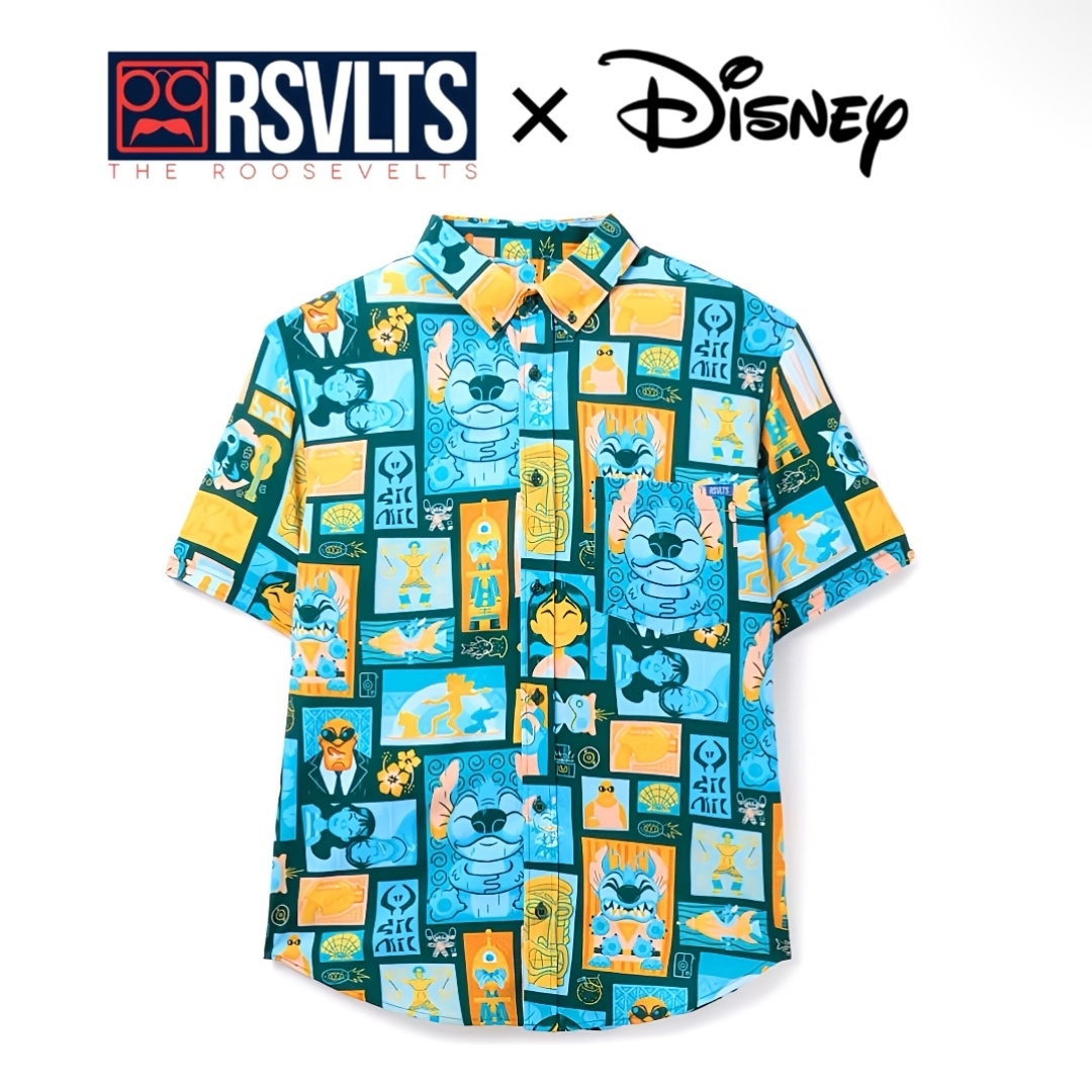 【 RSVLTS 】ディズニー リロ＆スティッチ ボタンダウンシャツ