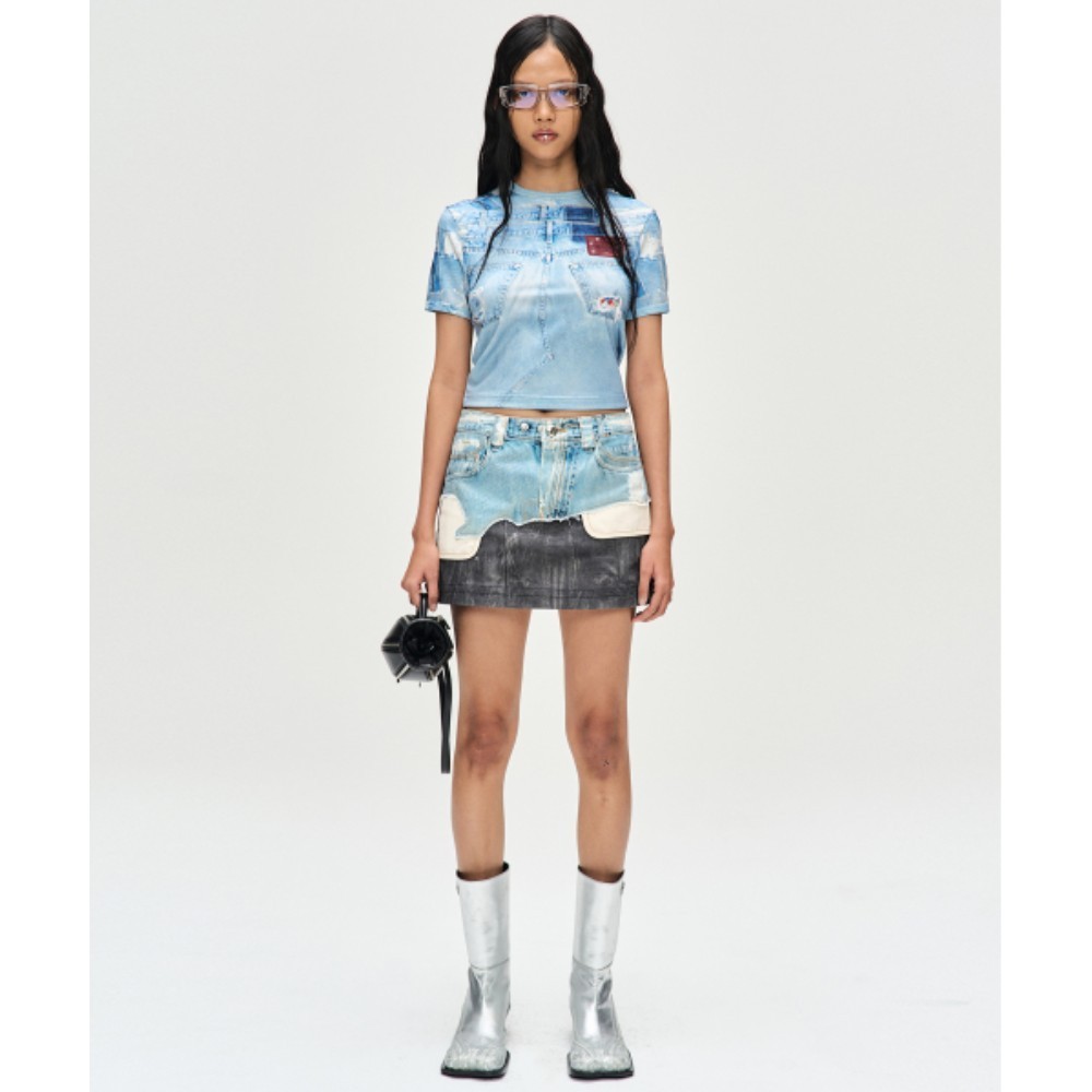 ■ANDERSSON BELL■ Podenim leather printed mini skirt apa722