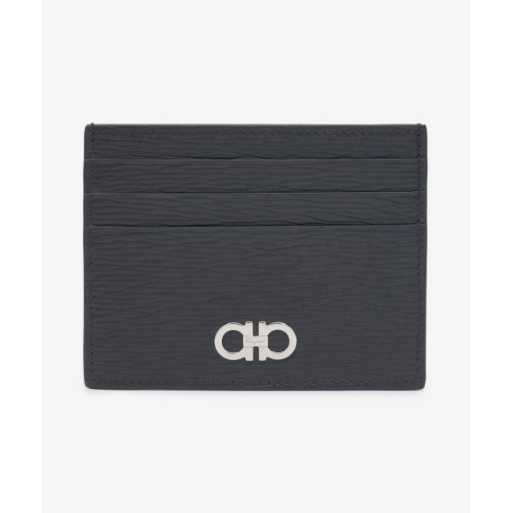 ■FERRAGAMO■ Gancini Card Holder Black Ferragamo Red 66A302