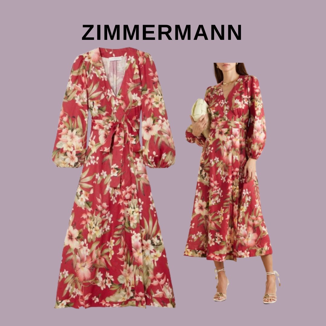 ZIMMERMANN リネン ミディ丈ラップドレス【関税なし】