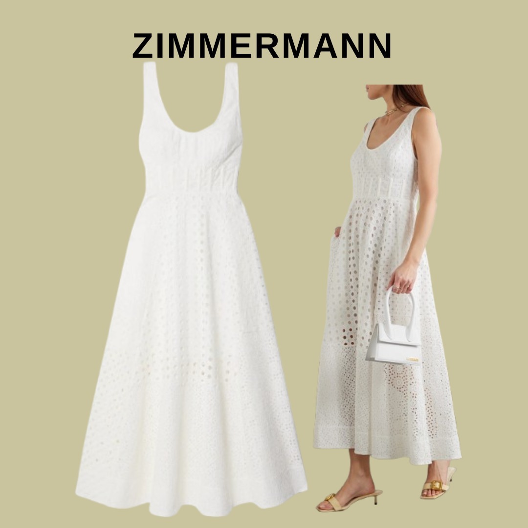ZIMMERMANN コットン ミディ丈ワンピース【関税なし】