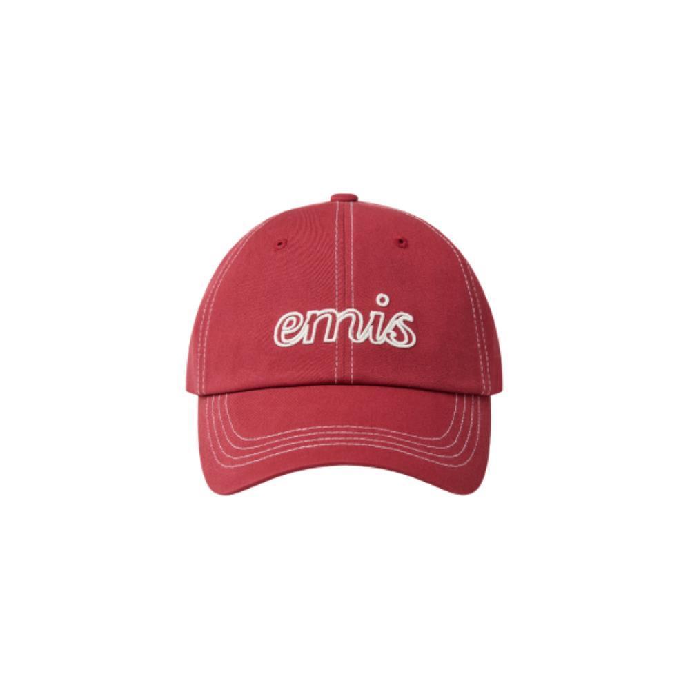 ◆EMIS◆ LETTERING LOGO WHITE STITCH BALL CAPRED m1037_14779