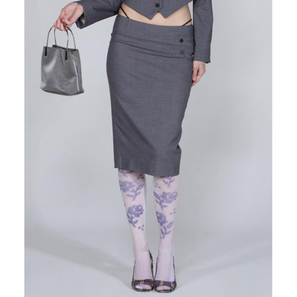 ★SCULPTOR★ Tailored Wool Skirt Gray SC24A411GY