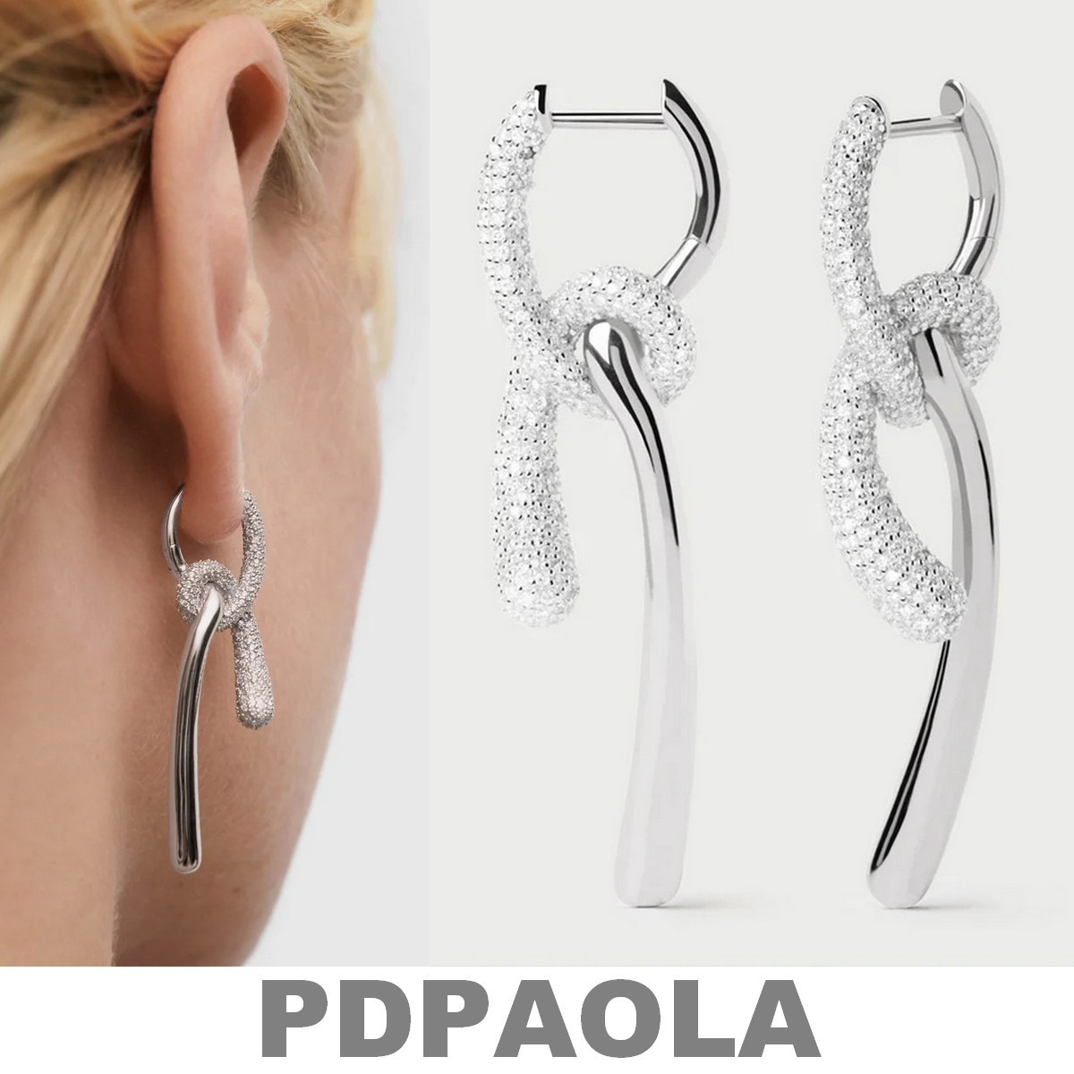 【新色SV】PDPAOLA◆Silver925xストーン ツイストフープピアス◆