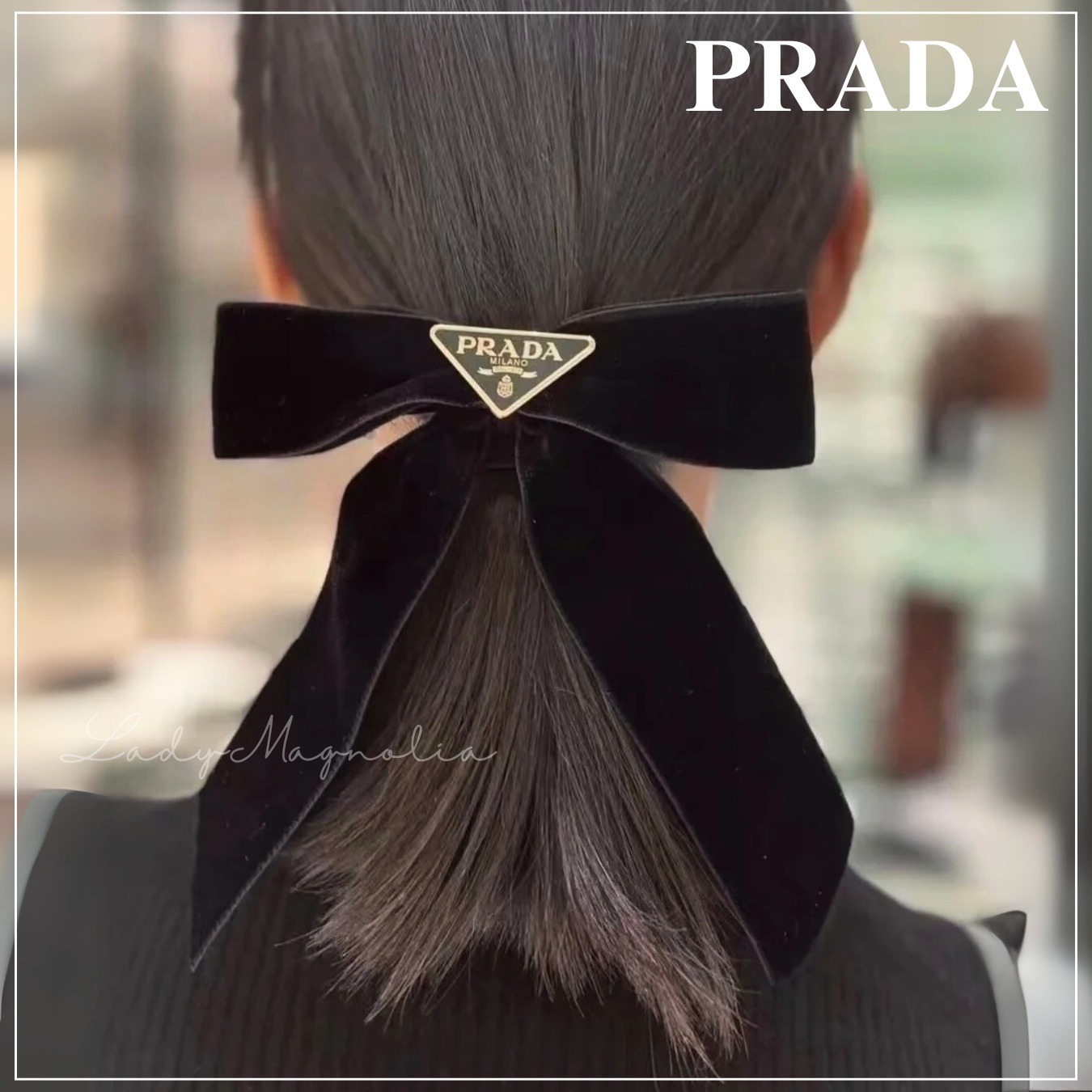 【PRADA】国内入手困難 ★ お洒落 ベルベットロゴ ヘアクリップ