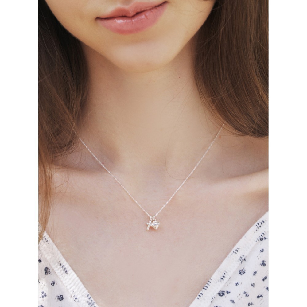 ■ENGBROX■ silver925 heart and cross necklace EBNL25014SV