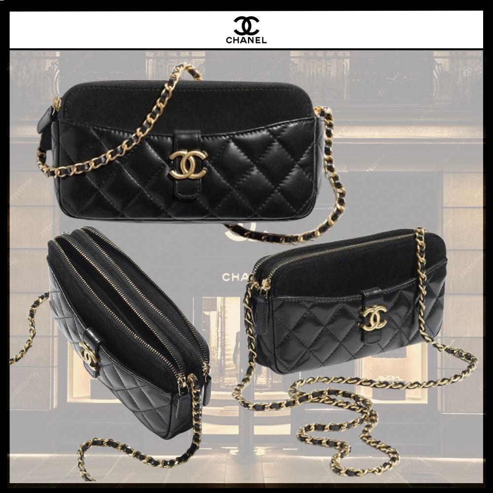 【CHANEL】 ジップフォンケースCCロゴ