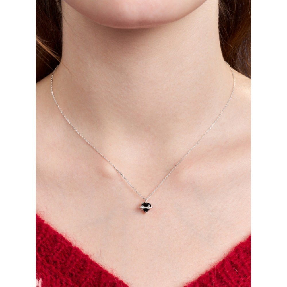 ■ENGBROX■ silver925 saturn heart cubic necklace EBNL24069W