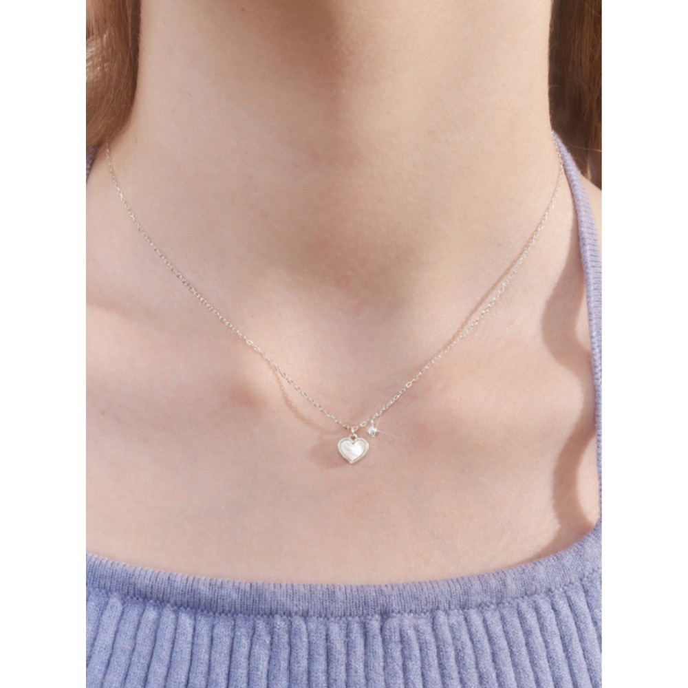 ■ENGBROX■ silver925 ami heart cubic necklace EBNL24068SV